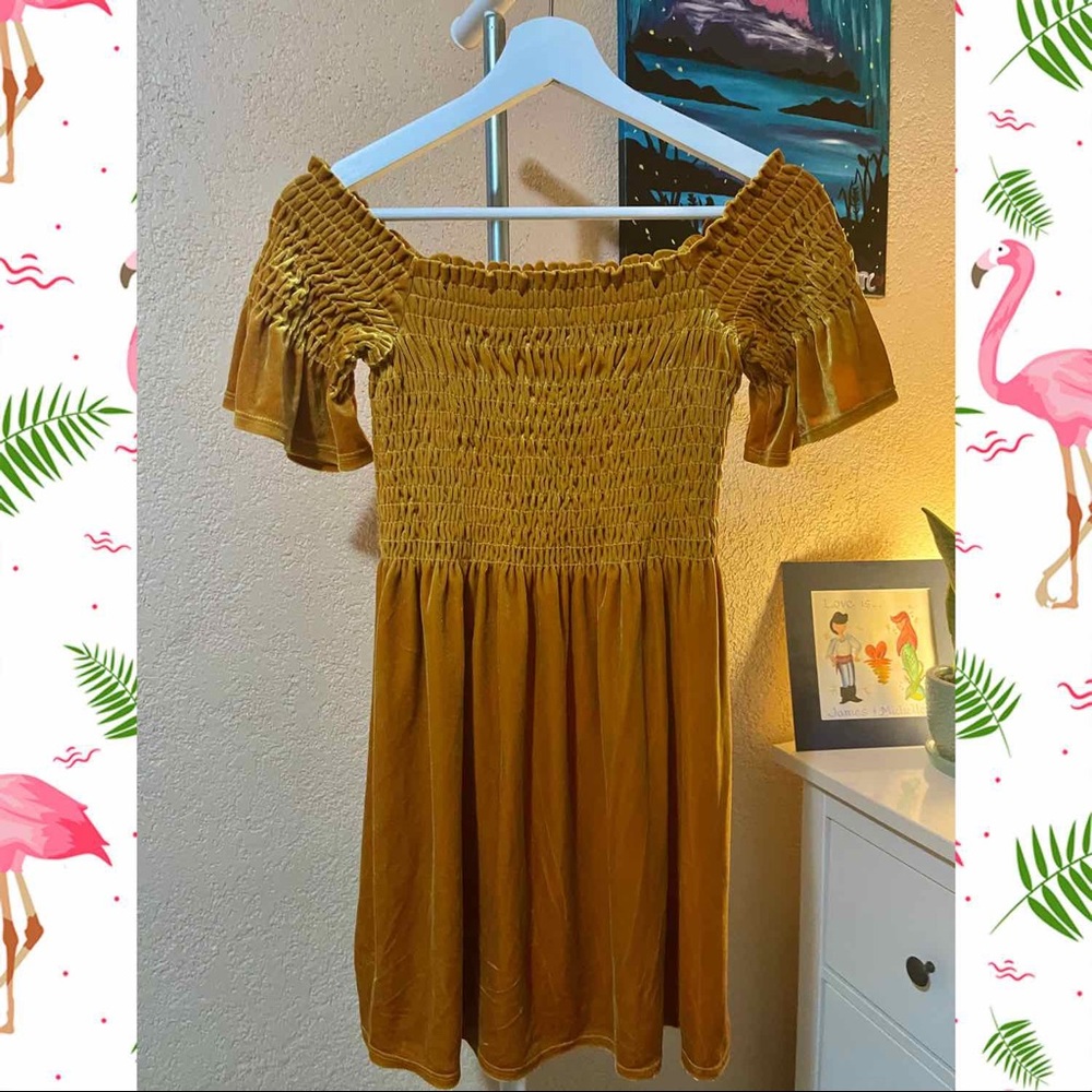 Urban Outfitters Velvet Off-the-shoulder Dress